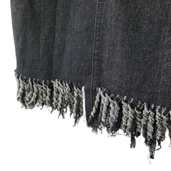 MAXI Denim Skirt Button Front Raw Fringed Hem A-Line Skirt Size 3X - Picture 4 of 7